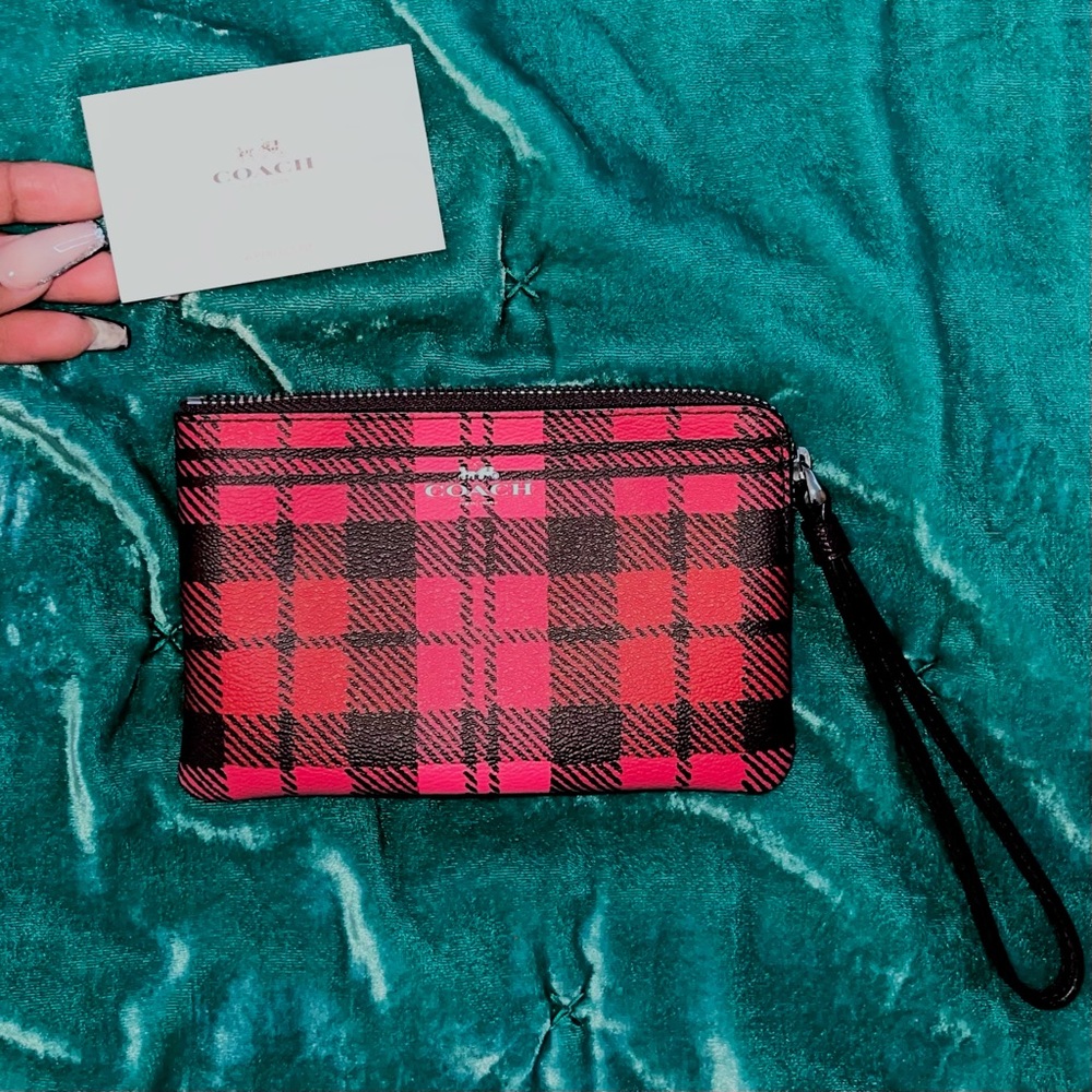 Plaid Coach Wristlet